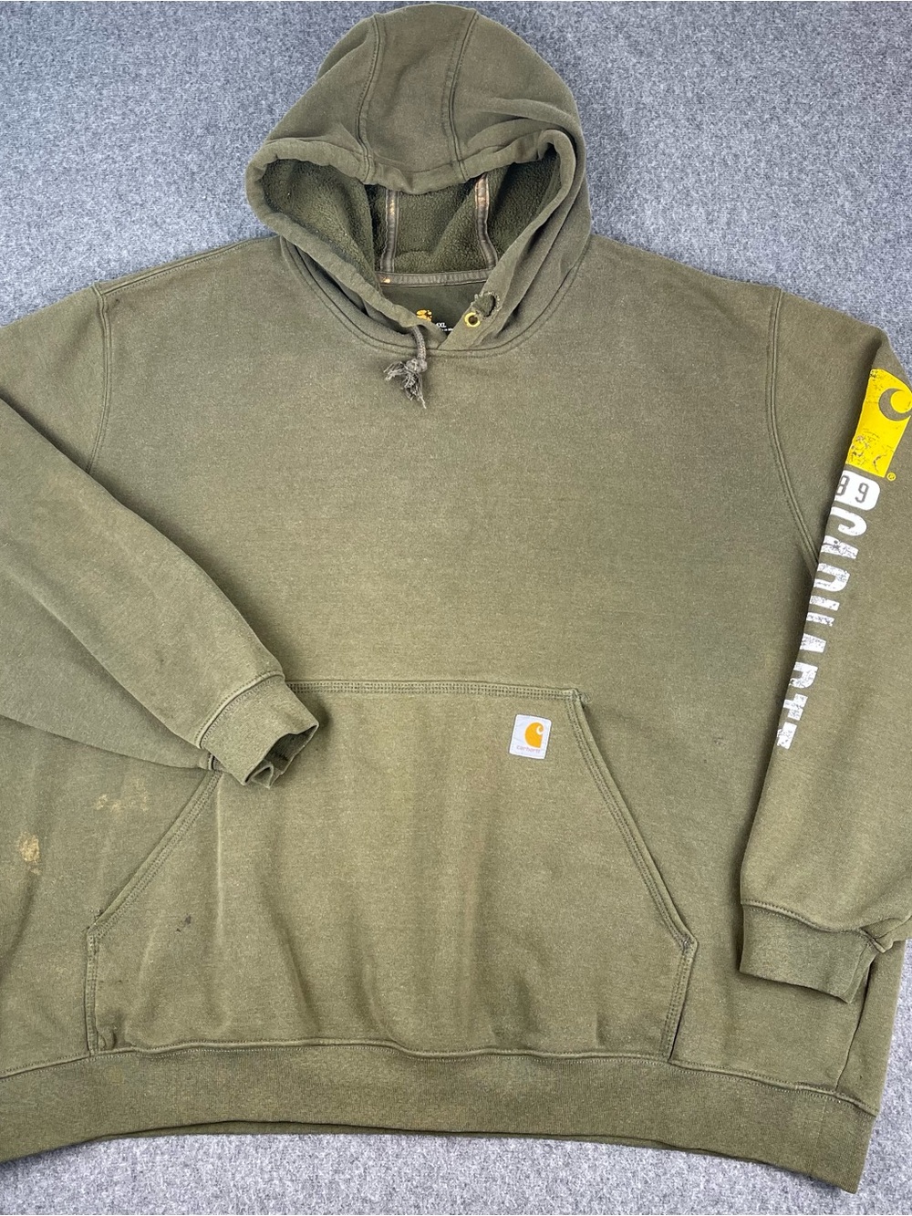 Carhartt Hoodie Mens 4XL Olive Green Fade Pullover Distressed Gorpcore Skate